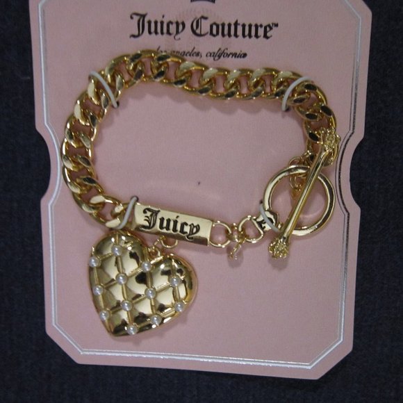 Juicy Couture goldtone heart toggle charm bracelet VALENTINE'S DAY! - Picture 2 of 3